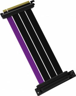 Elastyczny riser PCIe z czarno-fioletowym kablem.
