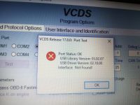 vcds 18.9 interface not found