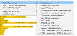 Zrzut ekranu z menu wyboru płytek w Arduino IDE.