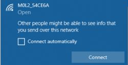 Computer screen showing Wi-Fi network named M0L2_54CE6A