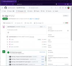 Screenshot of a GitHub pull request page in the openshwprojects repository.