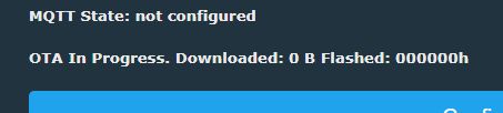 Screenshot: OTA In Progress. Downloaded: 0 B Flashed: 000000h message displayed