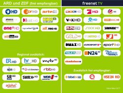 Lista kanałów DVB-T2 w RFN, darmowych i płatnych.