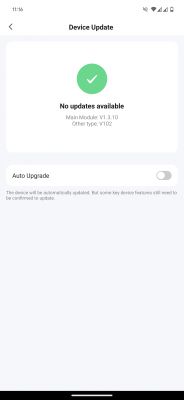 Device update screen with no updates available.