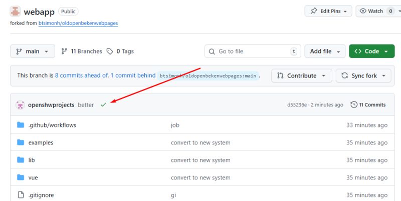 Screenshot of GitHub repository “webapp” with active “main” branch shown