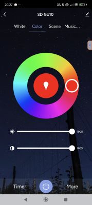 Lighting Control App Lighting control app interface with color wheel.