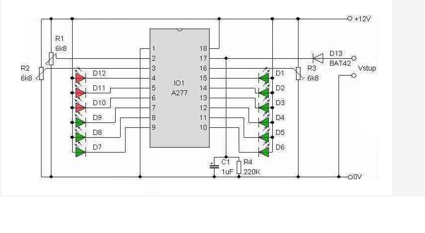 Микросхема индикатора. Светодиодный индикатор уровня звука на микросхеме a277d. Uaa180 схема индикатора. Вольтметр на uaa180. Индикатор уровня на к1003пп4 схема включения.