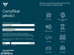 CUPRA Approved quality certificate graphic for Cupra Formentor with checked inspection areas listed