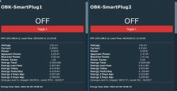 Screenshot showing two smart plug status dashboards.