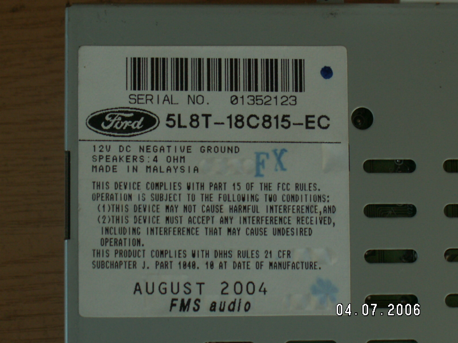 Radio 5L8T-18C815-EC (z USA): jak przestroić na skok 0.1MHz?