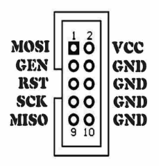 Podłączenie Atmega8 do programatora ISP przez COM – zegarek binarny, schemat połączeń