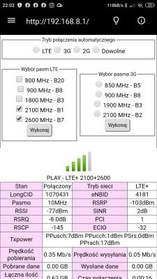 Plus LTE Huawei b535 poor coverage. Antenna selection or operator change?