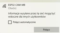 ESP32-CAM-MB Network Connection Notification ESP32-CAM-MB network notification with connect option