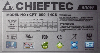 Chieftec model: CFT-650-14CS-uległ zwarciu w wyniku przepięcia w sieci.