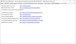 Screenshot of BK7231 Easy UART Flasher showing a list of help links to forums and GitHub.