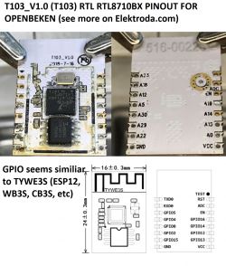 [T103_V1.0/RTL8710BX] Włącznik WiFi SHLS111W - wnętrze, pinout nowego modułu WiFi T103, hot air
