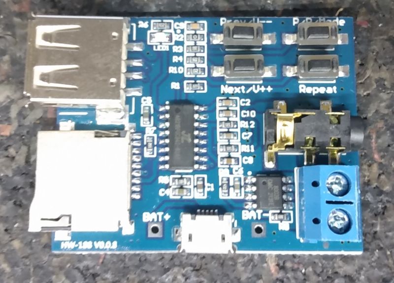 HW-188 v0.0.8, moduł odtwarzacza MP3, mikro SD i USB