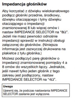 Amplituner SONY STR DB870 - przełącznik impedancji kolumn