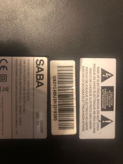Technical information sticker on SABA TV model LDE40TD1051E(T).