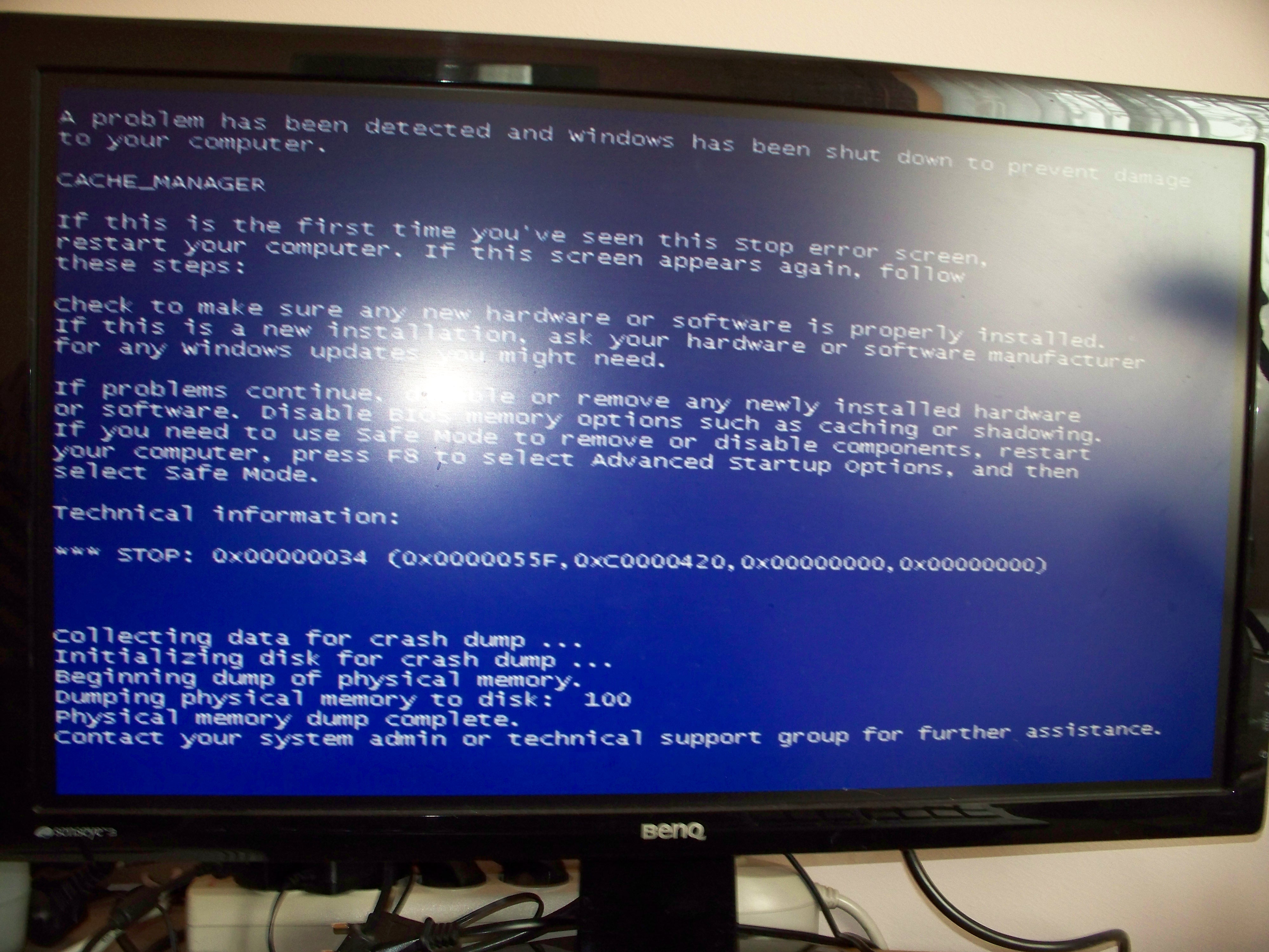 Bluescreen po instalacji Windows 7 Pro x86 i sterowników na nowym PC ...