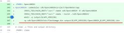 A section of a build script in a Makefile with highlighted lines adding resources to the release.