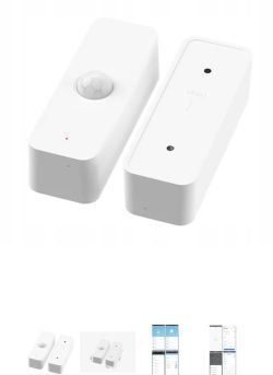 Tuya WiFi Motion and Door/Window Sensors Two white Tuya sensors: one with a PIR motion detector and one for door/window status, placed side by side on a white background.