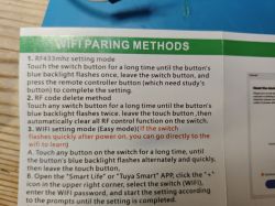 WiFi pairing instructions for an RF switch.