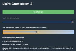 Network interface with LED brightness and color temperature controls.
