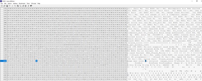 Screenshot of XVI32 editor showing a binary file in hex and text modes.