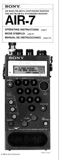Sony AIR7 VHF Scanner Manual EN
