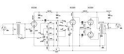 Schemat lampowego przedwzmacniacza audio z trzema lampami ECC81 i transformatorami TP-10-007 i TK-15-005