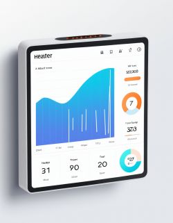 Smart Heater Panel Interface Heater panel interface with charts and indicators