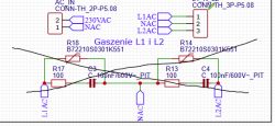 Schemat elektryczny układu gaszenia łuku dla przekaźników.