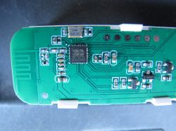 BK7231N Chip on Printed Circuit Board Close-up of a printed circuit board with a BK7231N chip and other electronic components.