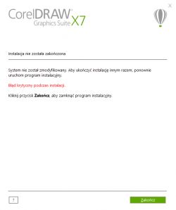 COREL DRAW X7 - Błąd krytyczny podczas reinstalacji na 31-32%