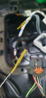 Wires with Thermistor in Car Repair Close-up of electrical wires with attached thermistor.