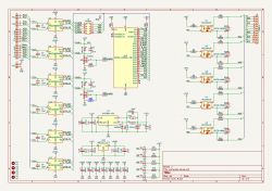 Zrzut ekranu schematu elektronicznego w KiCad z modułem ESP32, optotriakami i złączami.