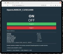 Screenshot of OpenLN882H_C25E1088 user interface with power status information.