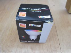 Box with Smart RGB+CCT Bulb Black box with Smart Spotlight RGB+CCT bulb.