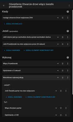 Screenshot of Home Assistant automation for turning on entryway light when the front door is opened.