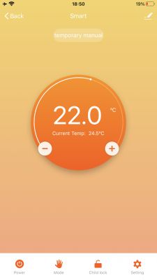 Room Thermostat Mobile App Interface Mobile app interface of a room thermostat displaying current temperature and settings.