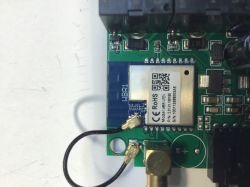 WBR1 module on a circuit board with visible electronic components and pins.
