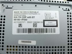 Etykieta na radiu Kia z numerami 96160-1P050, A2C53297071 i BS0211080084129