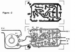 Schemat płytki drukowanej z elementami elektronicznymi.
