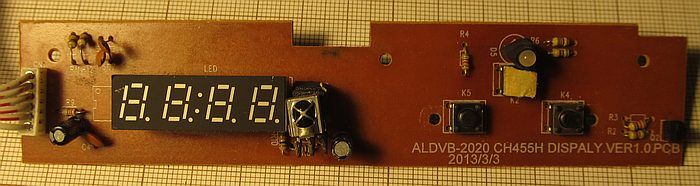LED Display Module with CH455 Chip LED display module with buttons and electronic components.