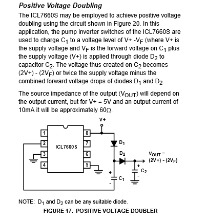 Sprawdzenie schematu - podwajacz napięcia ICL7660S