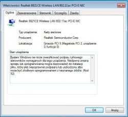 Lenovo Ideapad 320-15IKB - Problem ze sterownikiem wi-fi. Kod błędu 52