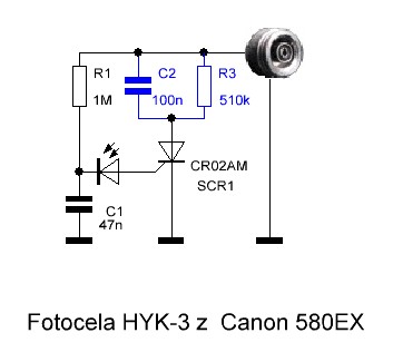 fotocela HYK-3 z lampą Canon 580ex