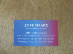ZEMISMART after-sale service business card with contact details.