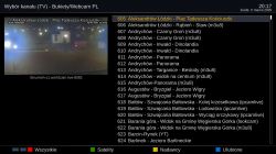 Lista kanałów z kamerami internetowymi na dekoderze, z widocznym streamem z Aleksandrowa Łódzkiego.